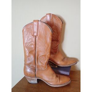 Frye Leather USA Womens 9.5 D Boots Tan Leather Western Cowgirl USA Rodeo